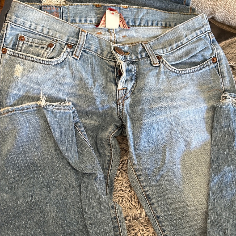 Lucky Brand Light Blue Distressed Boyfriend Jeans